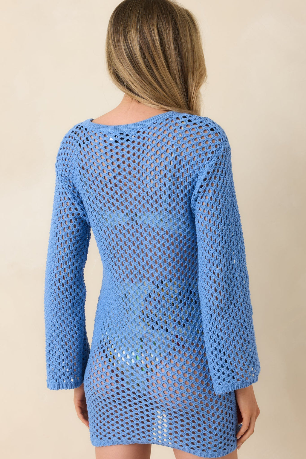 Women's MINKPINK Balmy Blue Crochet Mini Dress | 60% Cotton & 40% Acrylic 7