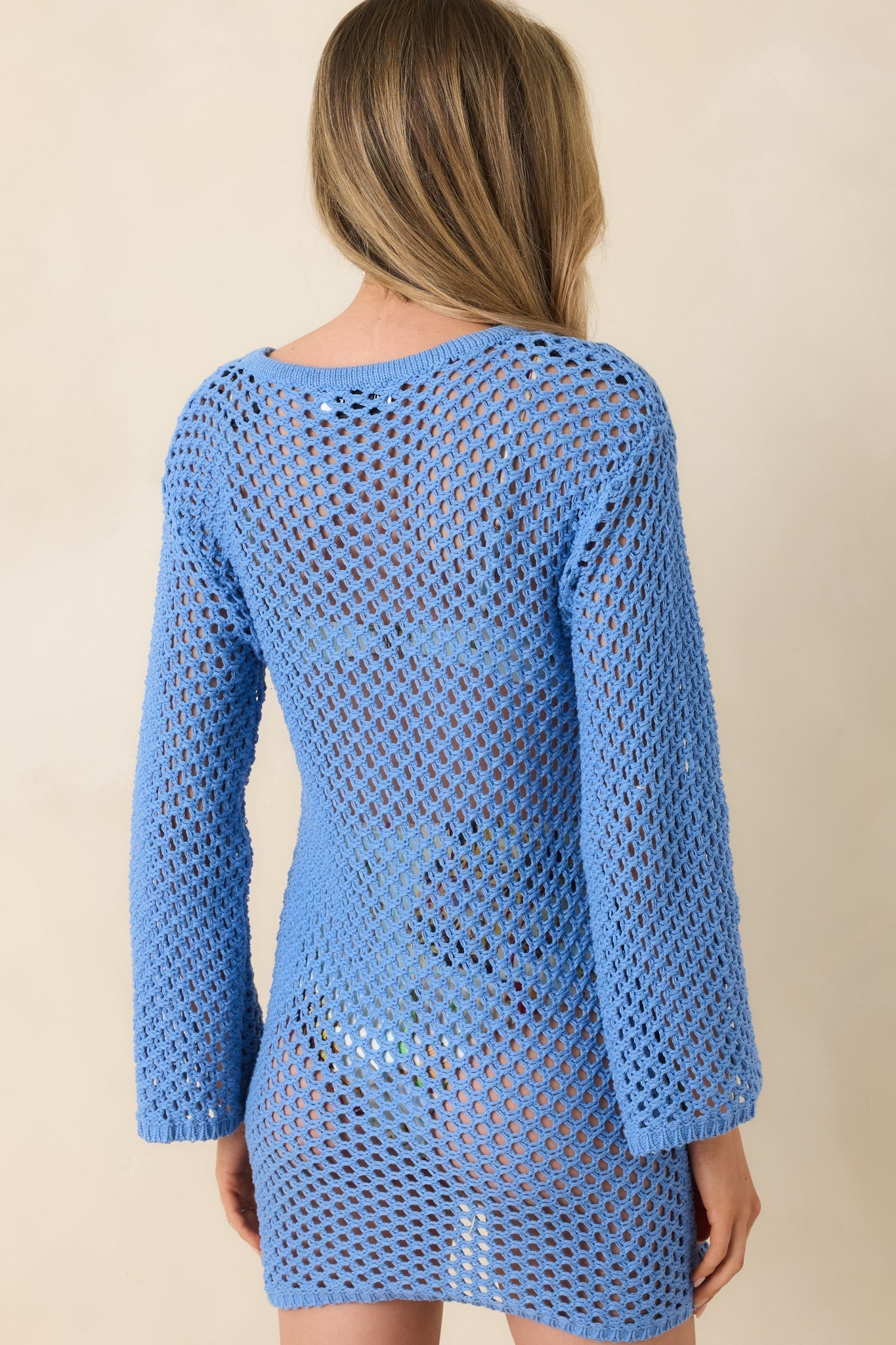Women's MINKPINK Balmy Blue Crochet Mini Dress | 60% Cotton & 40% Acrylic 7