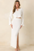 Women's MINKPINK Bellini White Knit Cropped Top | 61% Polyester & 39% Viscose 0