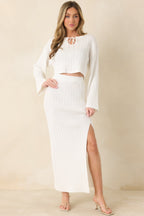 Women's MINKPINK Bellini White Knit Cropped Top | 61% Polyester & 39% Viscose 4