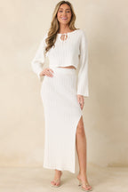 Women's MINKPINK Bellini White Knit Midi Skirt | 61% Polyester & 39% Viscose 1