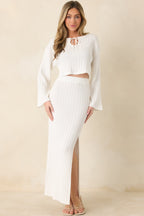 Women's MINKPINK Bellini White Knit Midi Skirt | 61% Polyester & 39% Viscose 4