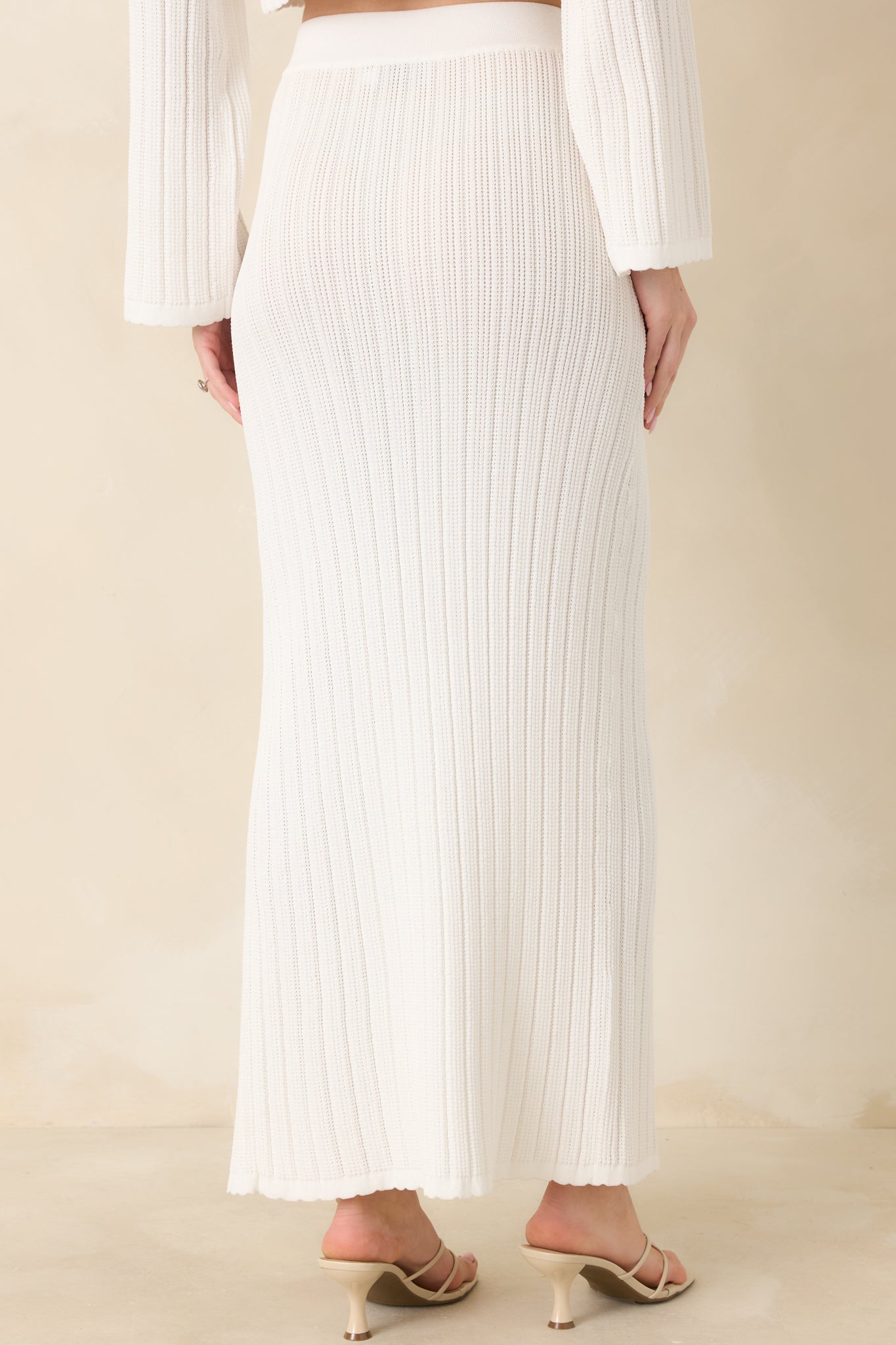 Women's MINKPINK Bellini White Knit Midi Skirt | 61% Polyester & 39% Viscose 5