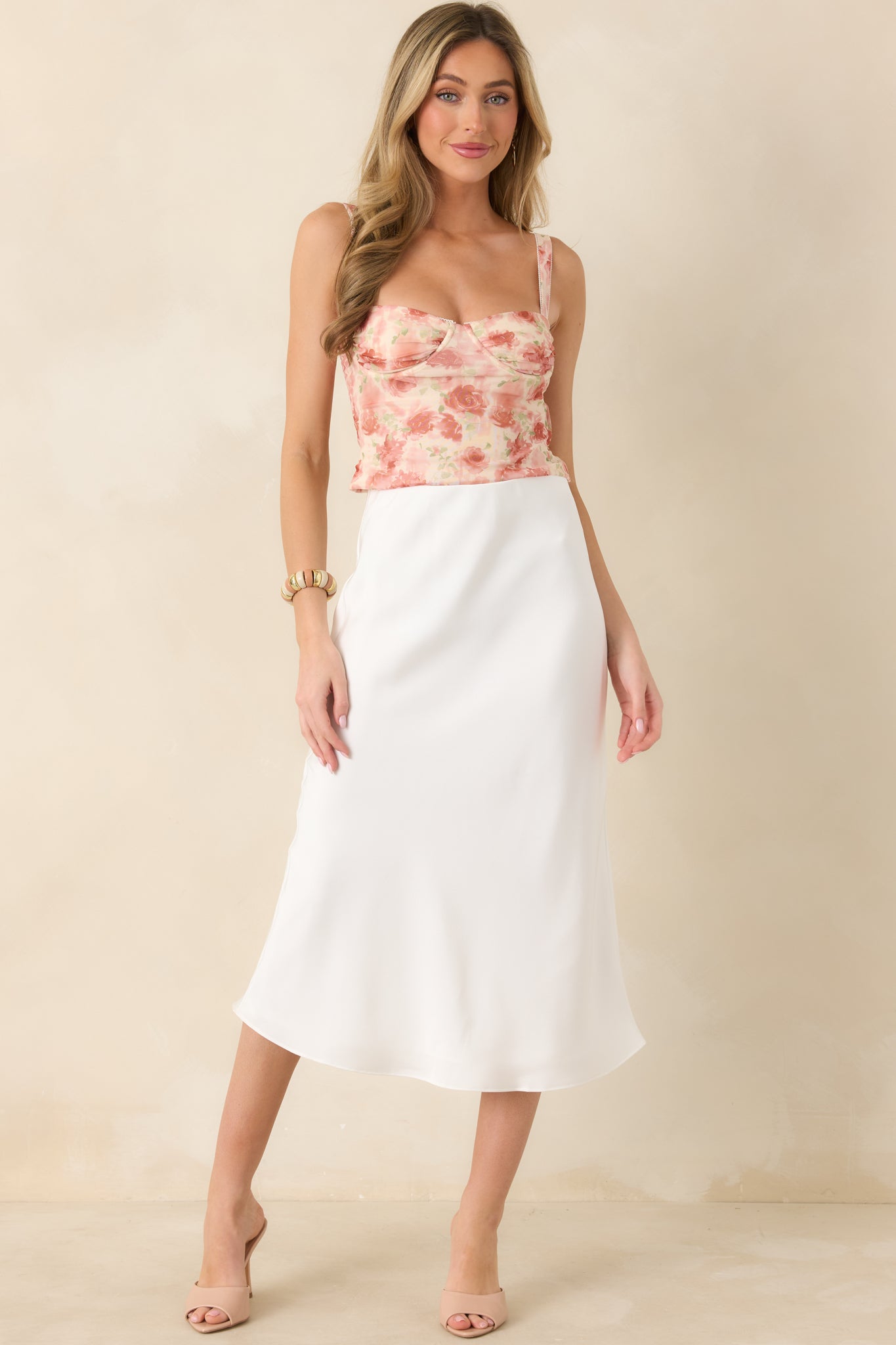 Women's MINKPINK Camille Pink Floral Mesh Bustier | 93% Polyester & 7% Elastane 5