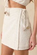 Women's MINKPINK Daphne White Cotton Jacquard Wrap Mini Skirt | 100% Cotton 0