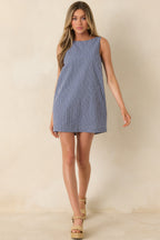 Women's MINKPINK Delmar Blue Pinstripe Mini Shift Dress | 80% Cotton & 20% Linen 1