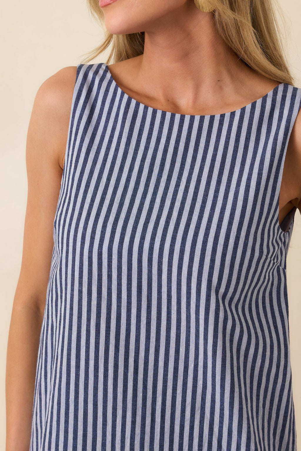 Women's MINKPINK Delmar Blue Pinstripe Mini Shift Dress | 80% Cotton & 20% Linen 6