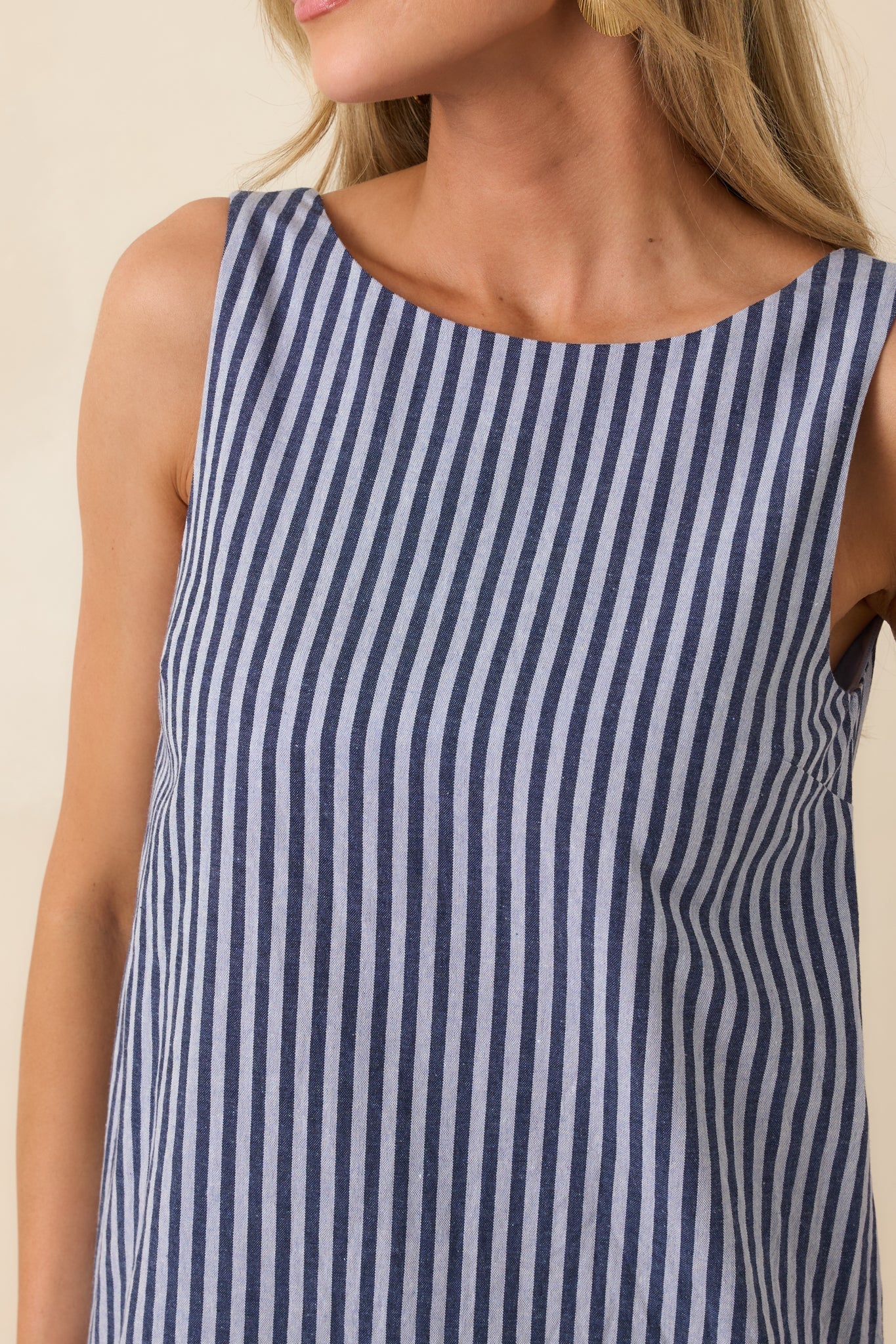 Women's MINKPINK Delmar Blue Pinstripe Mini Shift Dress | 80% Cotton & 20% Linen 6