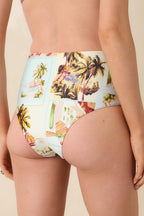 Women's MINKPINK Dolce Multi Vintage Postcard Print High Waisted Bikini Bottoms | 82% Polyamide & 18% Elastane 5