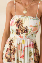 Women's MINKPINK Dolce Multi Vintage Postcard Print Midi Sundress | 100% Viscose 3