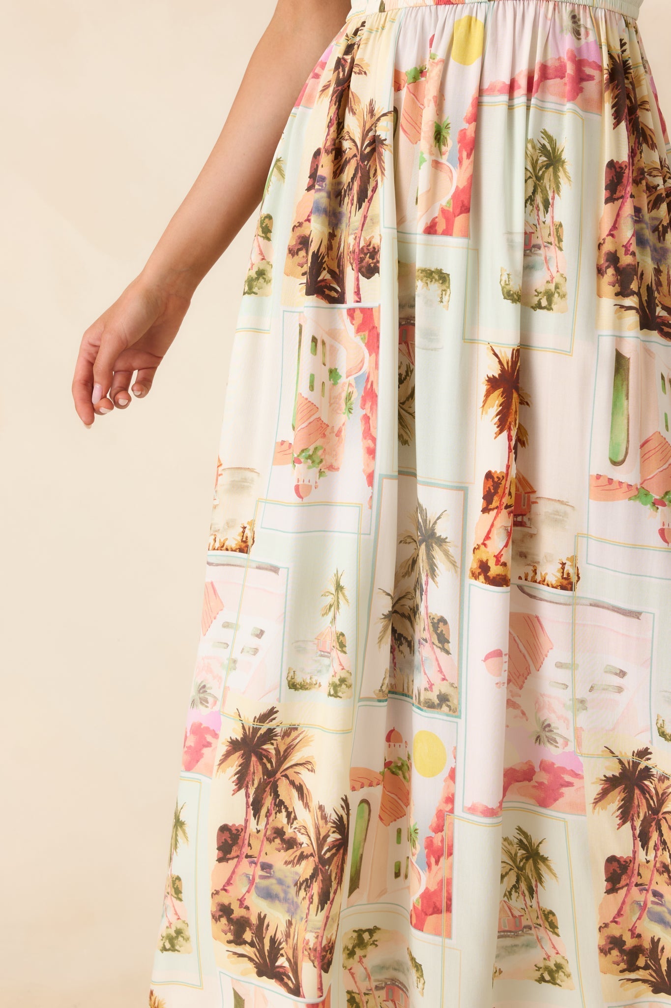 Women's MINKPINK Dolce Multi Vintage Postcard Print Midi Sundress | 100% Viscose 4