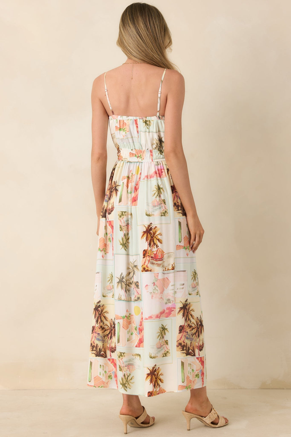 Women's MINKPINK Dolce Multi Vintage Postcard Print Midi Sundress | 100% Viscose 6