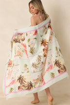 Women's MINKPINK Dolce Multi Vintage Postcard Print Sarong | 100% Viscose 0