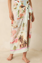 Women's MINKPINK Dolce Multi Vintage Postcard Print Sarong | 100% Viscose 2