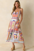 Women's MINKPINK Elysia White Multi Tropical Tile Print Maxi Dress | 100% Viscose 3