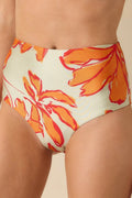 Women's MINKPINK Estelle Green & Orange Floral Print High Waisted Bikini Bottoms | 85% Polyester & 15% Elastane 0