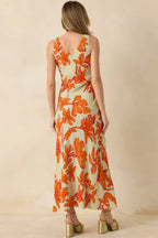 Women's MINKPINK Estelle Green & Orange Floral Print Keyhole Maxi Dress | 100% Viscose 7