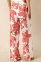 Women's MINKPINK Isla Peach Hibiscus Wide Leg Pants | 85% Viscose & 15% Polyamide 7