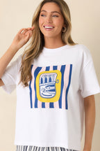 Women's MINKPINK Marina White Multi Relaxed Oversized Cotton Tee | 100% Cotton 1