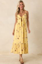 Women's MINKPINK Marisol Yellow Seashell Print Front-Tie Midi Dress | 100% Viscose 2