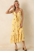 Women's MINKPINK Marisol Yellow Seashell Print Front-Tie Midi Dress | 100% Viscose 3