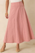 Women's MINKPINK Paloma Coral Pink Stripe Midi Skirt | 80% Cotton & 20% Linen 0