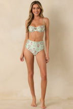 Women's MINKPINK Soleil Green Stripe Bra-Style Bikini Top | 85% Polyester & 15% Elastane 0