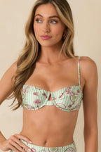 Women's MINKPINK Soleil Green Stripe Bra-Style Bikini Top | 85% Polyester & 15% Elastane 1