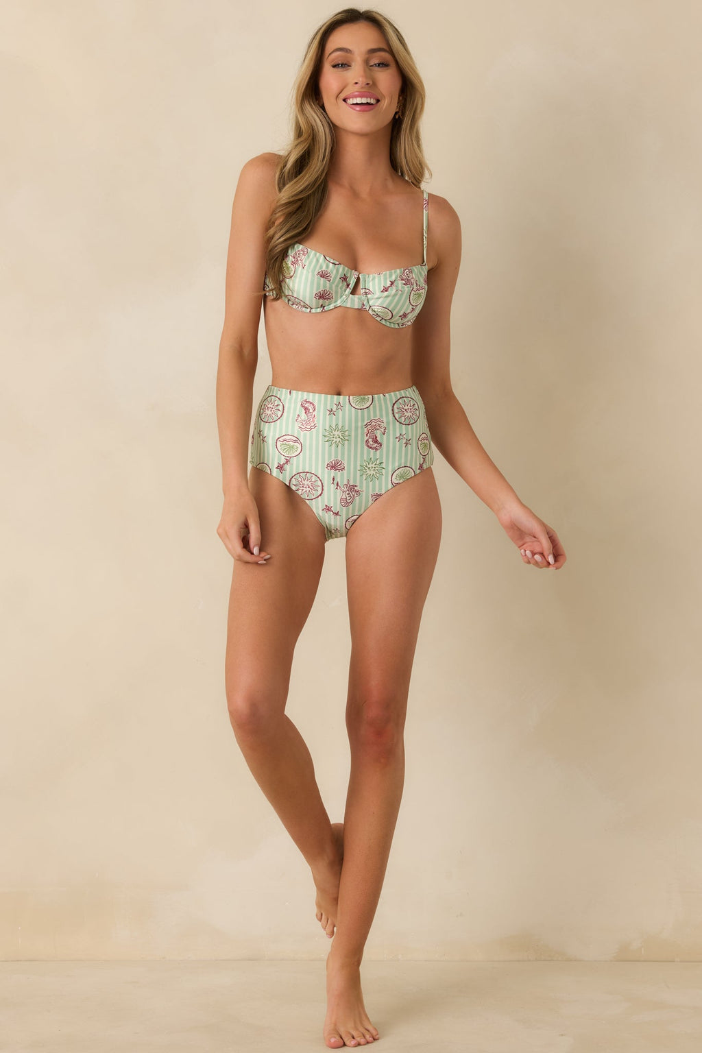 Women's MINKPINK Soleil Green Stripe Bra-Style Bikini Top | 85% Polyester & 15% Elastane 4
