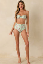 Women's MINKPINK Soleil Green Stripe High Waist Bikini Bottoms | 85% Polyester & 15% Elastane 2