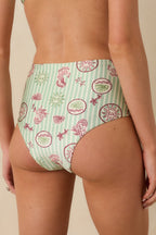 Women's MINKPINK Soleil Green Stripe High Waist Bikini Bottoms | 85% Polyester & 15% Elastane 4