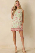 Women's MINKPINK Soleil Green Stripe Linen Blend Shift Mini Dress | 85% Viscose & 15% Linen 0