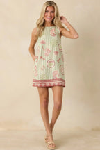 Women's MINKPINK Soleil Green Stripe Linen Blend Shift Mini Dress | 85% Viscose & 15% Linen 4