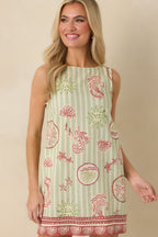Women's MINKPINK Soleil Green Stripe Linen Blend Shift Mini Dress | 85% Viscose & 15% Linen 5