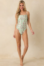 Women's MINKPINK Soleil Green Stripe Low Back One Piece Swimsuit | 85% Polyester & 15% Elastane 2