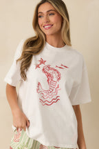 Women's MINKPINK Soleil White Cotton Mermaid Print T-Shirt | 100% Cotton 5