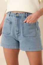 Women's Made for Adventure Light Wash Denim Shorts | 70% Cotton 2