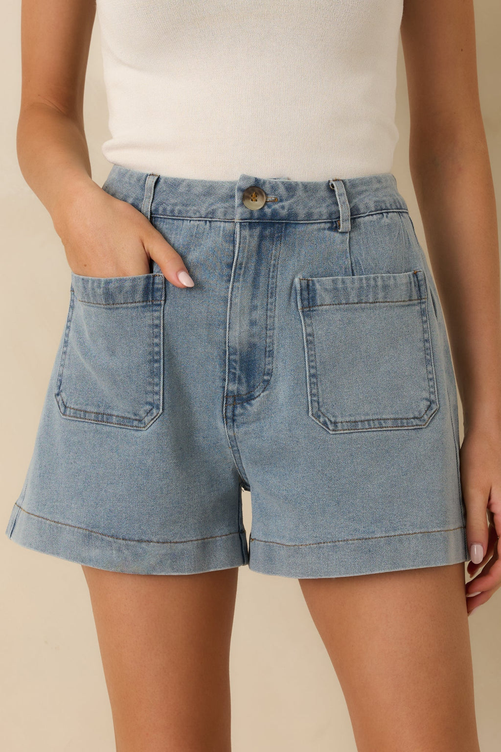 Women's Made for Adventure Light Wash Denim Shorts | 70% Cotton 3