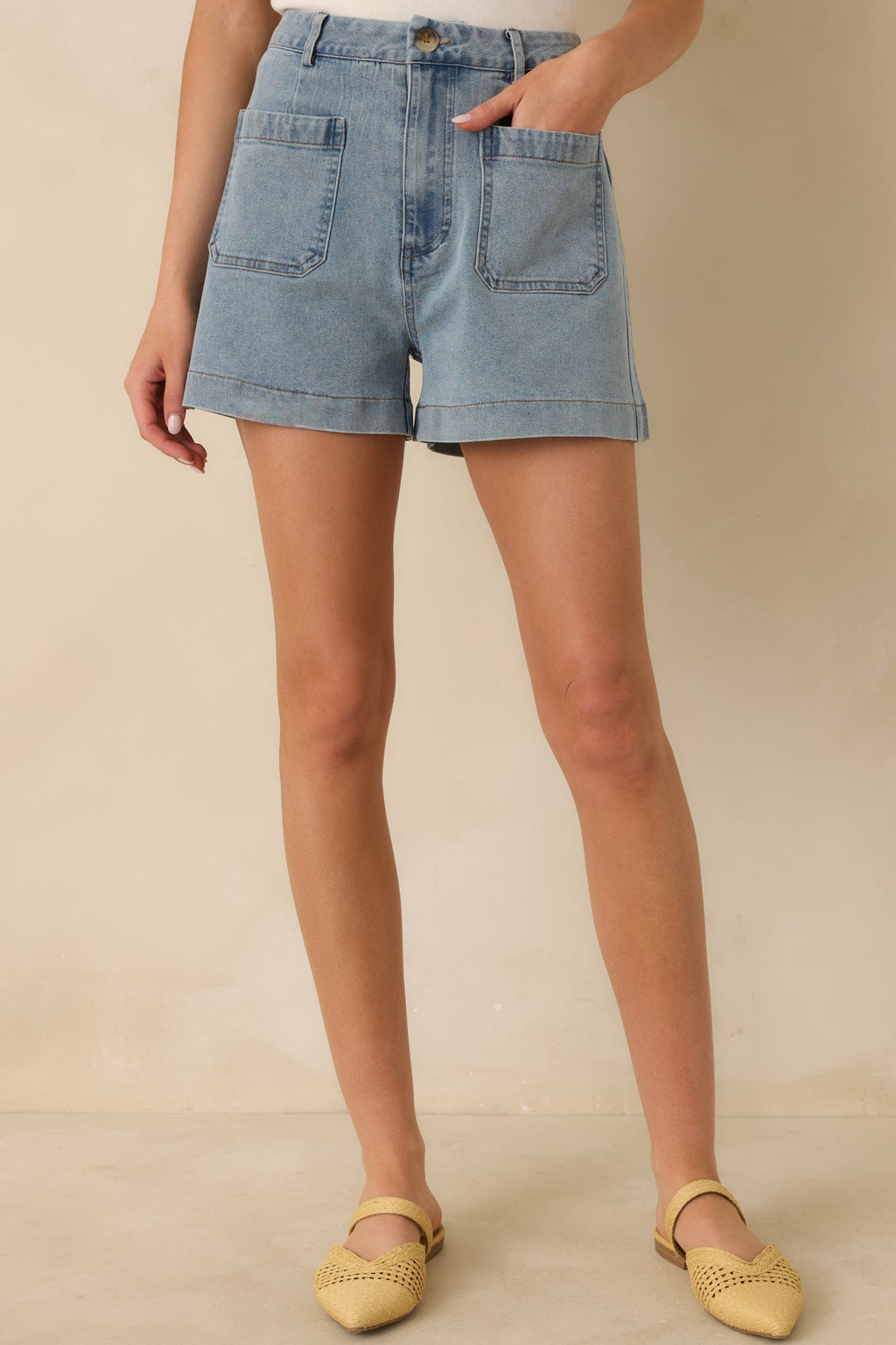 Women's Made for Adventure Light Wash Denim Shorts | 70% Cotton 6