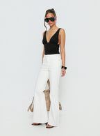 Women's Magic Mirror Mid Rise Bootleg Jeans Ecru | Denim jeans with a bootleg cut & mid-rise fit 3