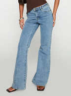 Women's Magic Mirror Mid Rise Bootleg Jeans Ice Wash | Mid-rise bootleg denim jeans 1