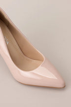 Women's Magic Moments Pointed Toe Beige High Heel Pumps | Heel Measures 3.5" tall 4
