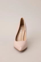 Women's Magic Moments Pointed Toe Beige High Heel Pumps | Heel Measures 3.5" tall 5
