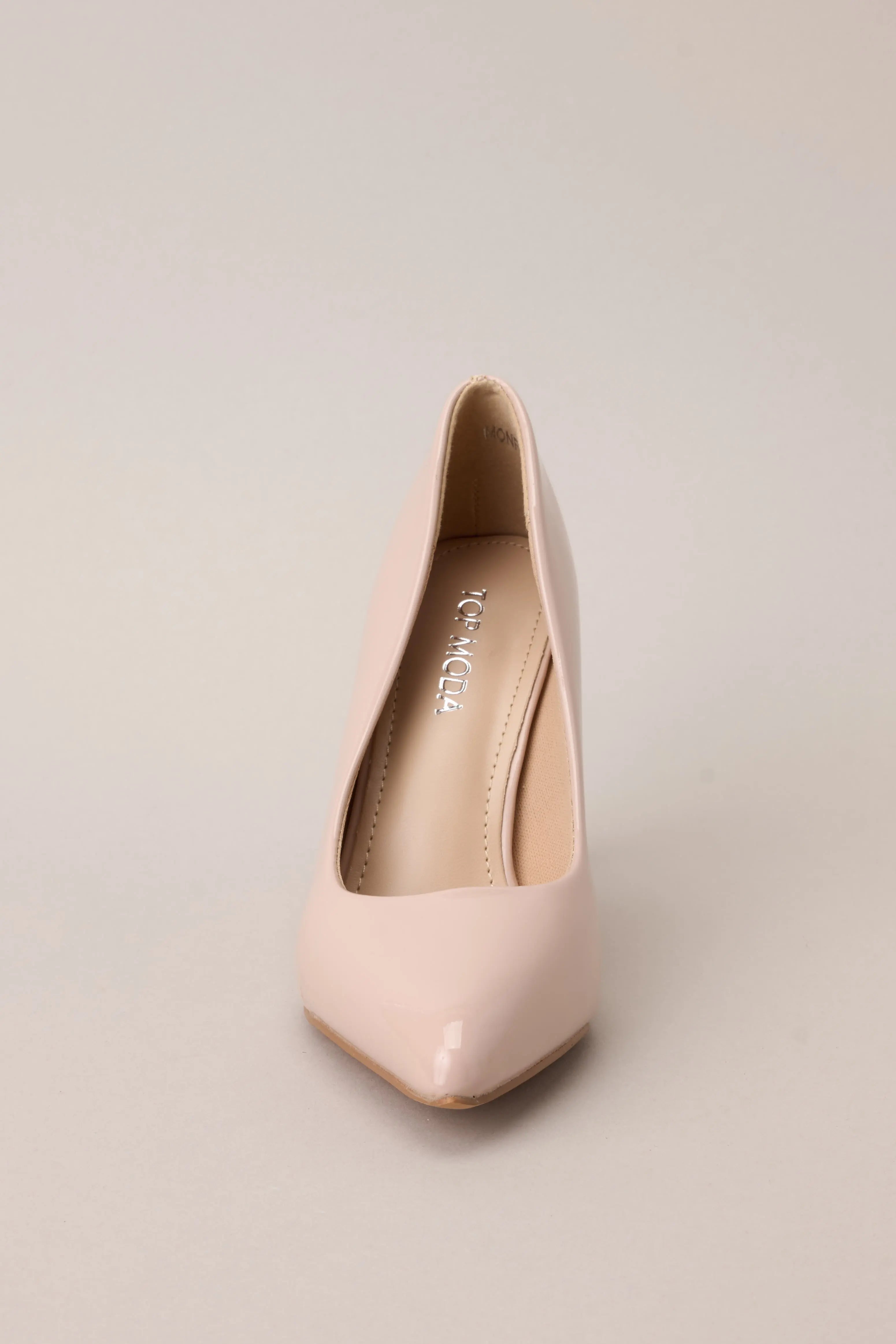 Women's Magic Moments Pointed Toe Beige High Heel Pumps | Heel Measures 3.5" tall 5