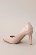 Women's Magic Moments Pointed Toe Beige High Heel Pumps | Heel Measures 3.5" tall 6