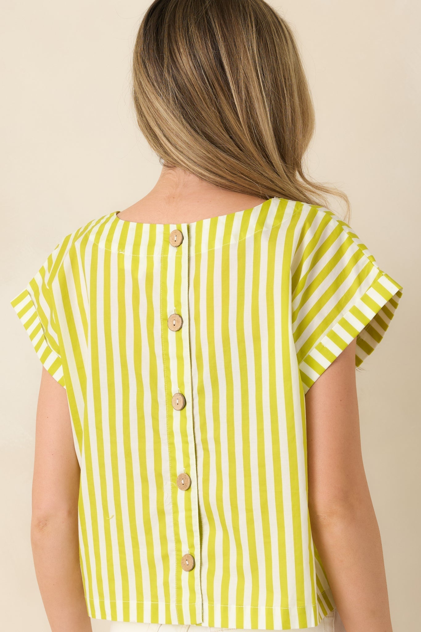 Women's Making Moves Chartreuse Green Stripe Boxy Cotton Top | 100% Cotton 7