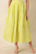 Women's Making Moves Chartreuse Green Stripe Cotton Maxi Skirt | 100% Cotton 0