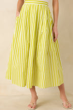Women's Making Moves Chartreuse Green Stripe Cotton Maxi Skirt | 100% Cotton 0