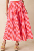 Women's Making Moves Orange & Pink Stripe Cotton Maxi Skirt | 100% Cotton 0