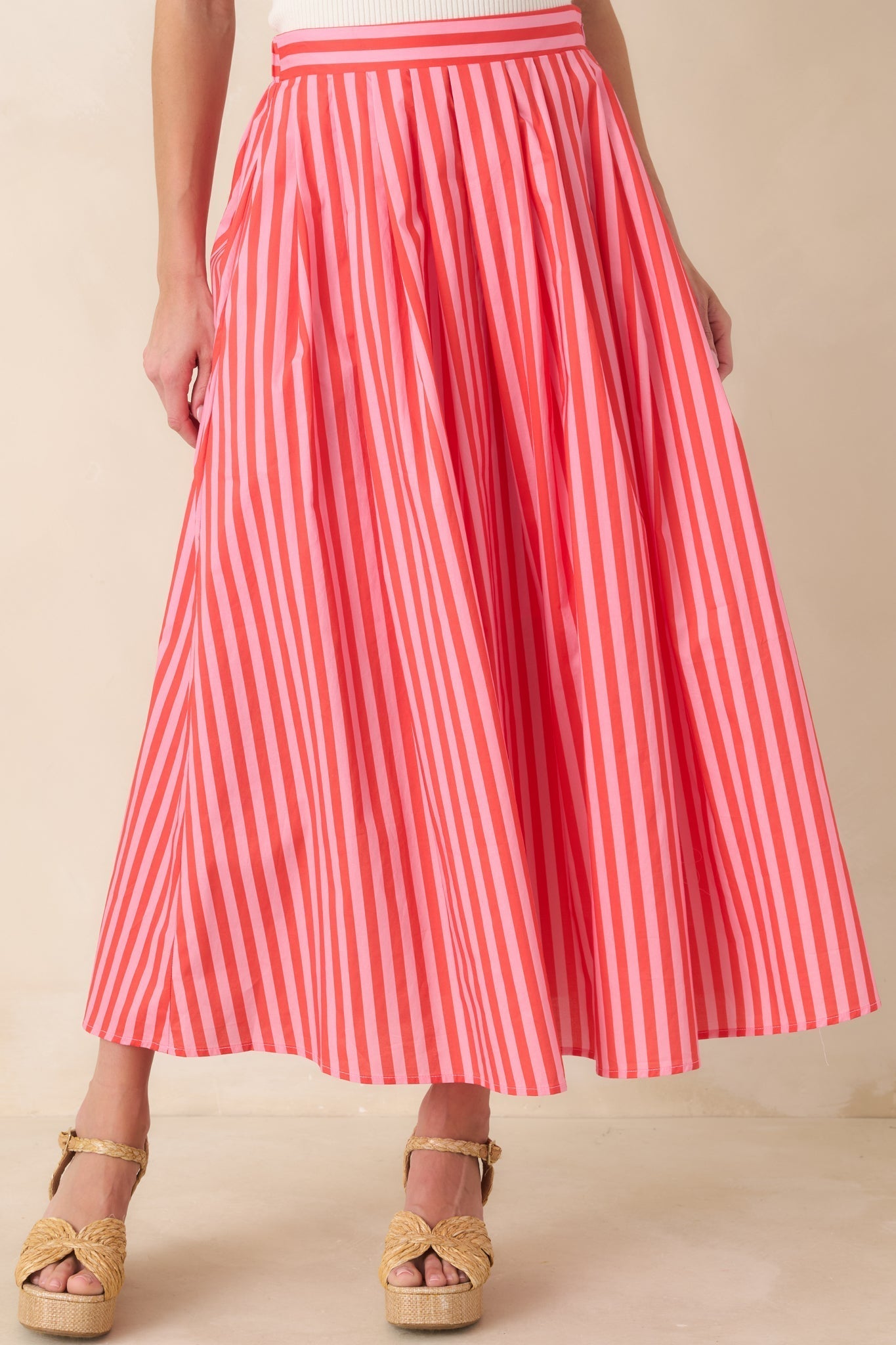 Women's Making Moves Orange & Pink Stripe Cotton Maxi Skirt | 100% Cotton 0